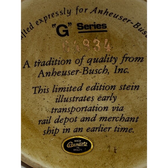 Budweiser Anheuser Busch Beer Stein 32 OZ 10" Limited Edition "G" Series #64834 - Picture 7 of 16
